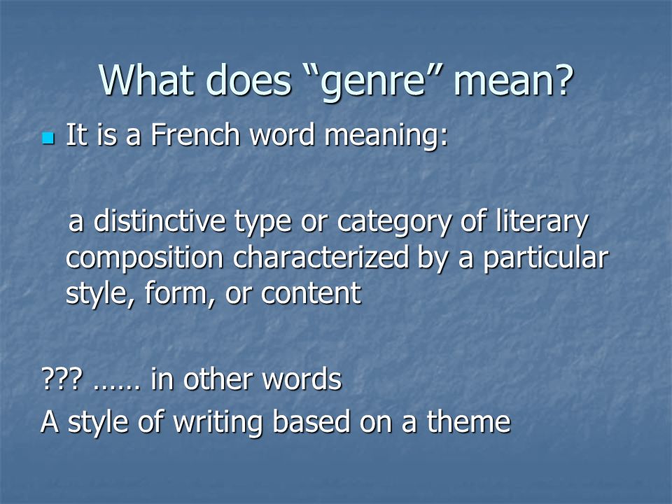 What does genre mean deals